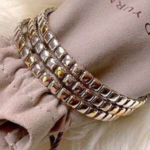 David Yurman Rare chiclet Two-Tone 18k Gold and Silver bangles excellent shape